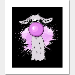 Funny Llama - Blowing Bubble Gum Posters and Art